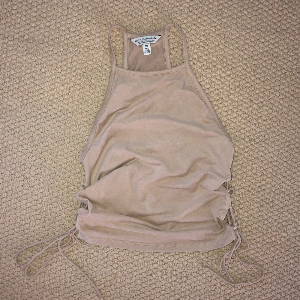 AE essentials high neck suede nude tank